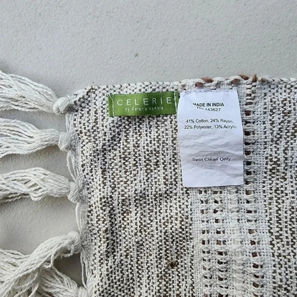 Celerie Kemble White & Gray Decorative Tapestry Mateo Throw India 50" x 60" - Picture 12 of 15